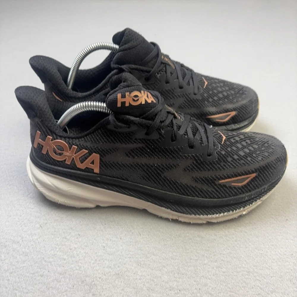 Hoka One One Clifton 9 Shoes Womens Size 11 Black Running Sneakers 1127896 BRGL